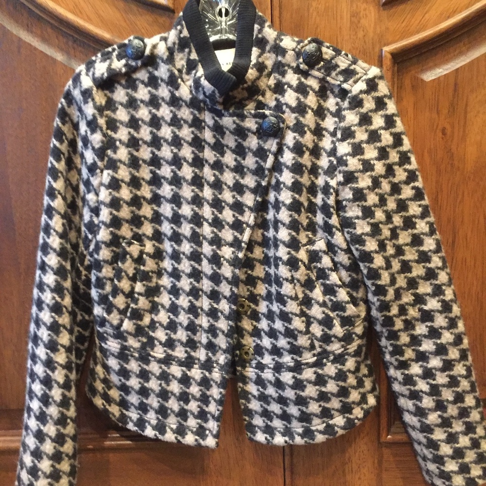 Wool Houndstooth Cropped Jacket Size XSP
